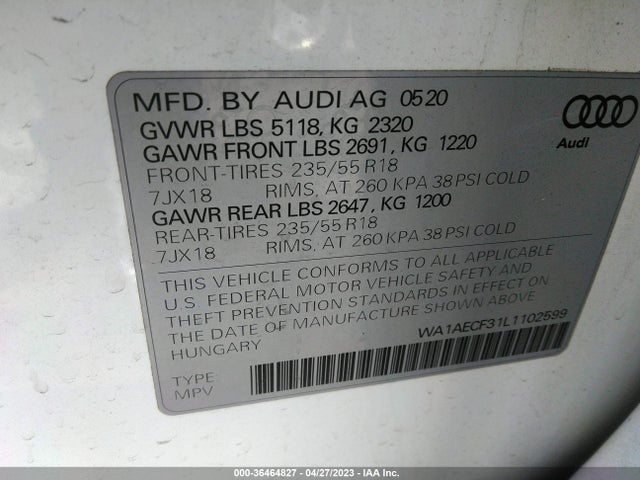 WA1AECF31L1102599 Audi Q3 PREMIUM