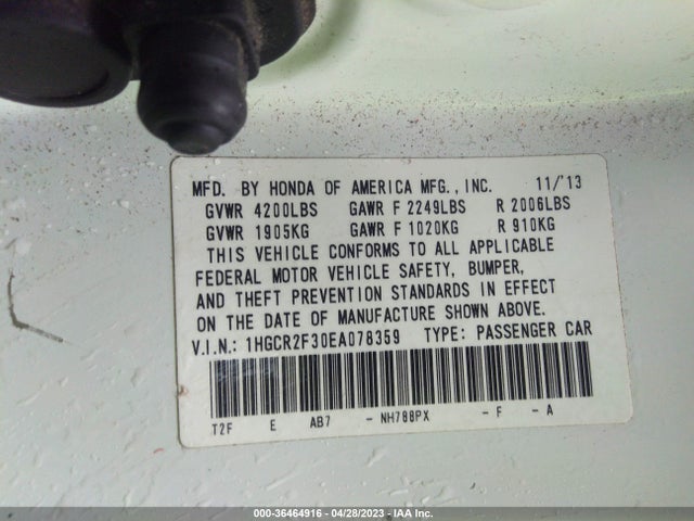 Honda Accord Sedan Lx 2014 1HGCR2F30EA078359 Image 9