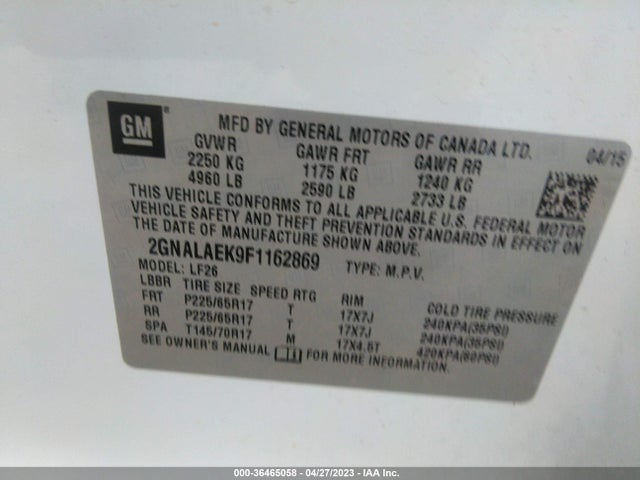 Chevrolet EQUINOX LS 2015 2GNALAEK9F1162869 Image 9