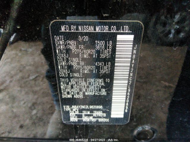 JN8AY2NC2L9620896 Nissan Armada Sl