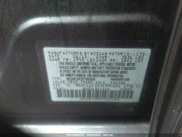 2015 NISSAN SENTRA SR VIN: 3N1AB7AP2FY305004