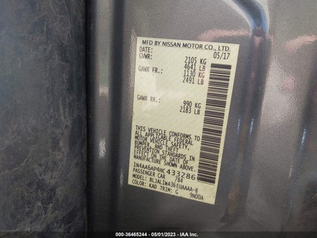 Nissan Maxima Sr 2017 1N4AA6AP4HC433286 Image 9