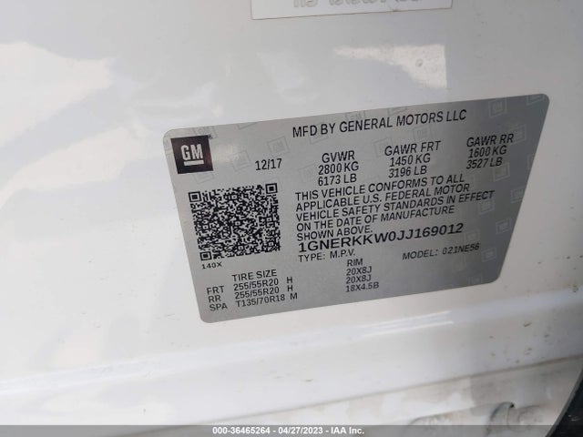 Chevrolet Traverse Premier 2018 1GNERKKW0JJ169012 Image 9