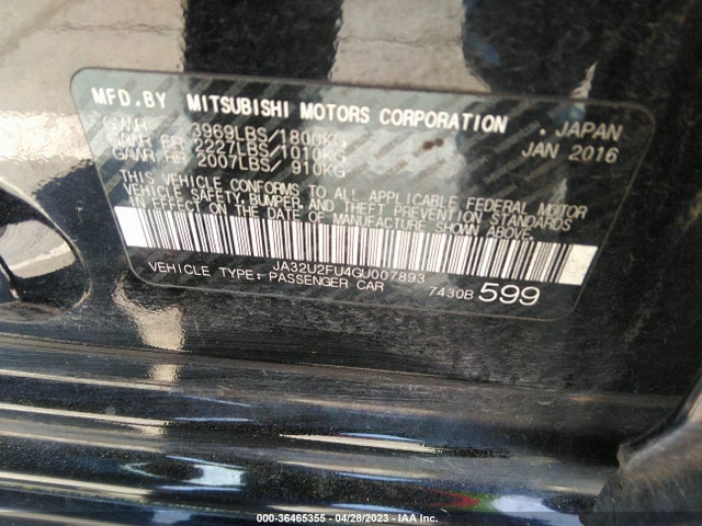 Mitsubishi LANCER ES 2016 JA32U2FU4GU007893 Image 9