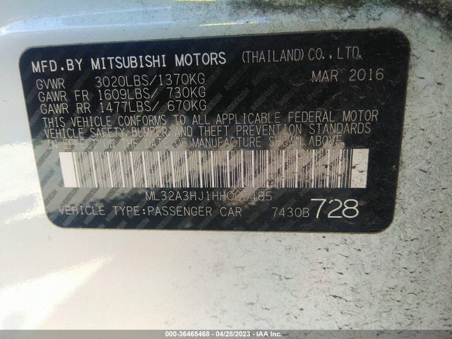 ML32A3HJ1HH005485 Mitsubishi MIRAGE ES