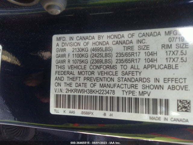 Honda CR-V LX 2019 2HKRW6H38KH223478 Image 9
