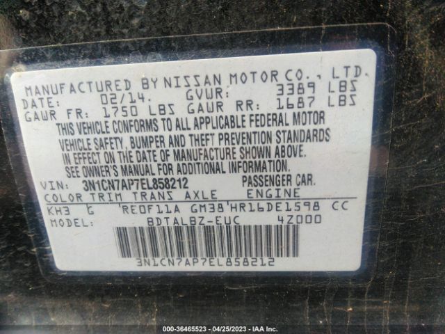 3N1CN7AP7EL858212 Nissan VERSA SV