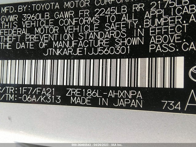 Toyota COROLLA IM 2018 JTNKARJE1JJ560301 Image 9
