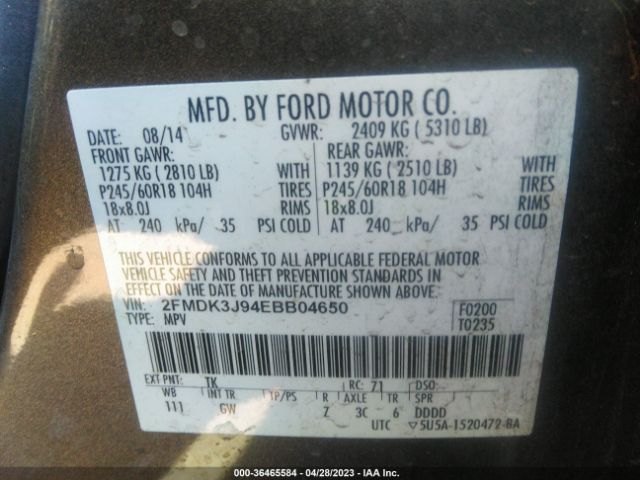 2FMDK3J94EBB04650 Ford EDGE SEL