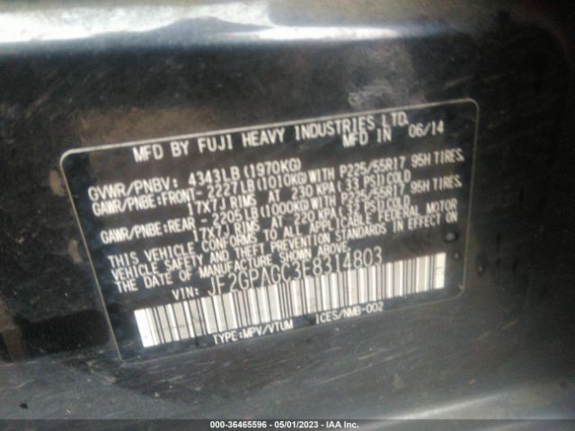 JF2GPAGC3E8314803 Subaru Xv Crosstrek Limited
