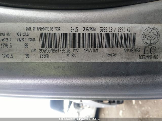 3C4PDCAB5FT735105 Dodge Journey Canada Value Pkg