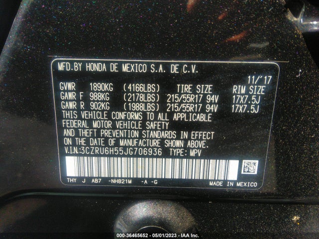 Honda HR-V EX 2018 3CZRU6H55JG706936 Image 9