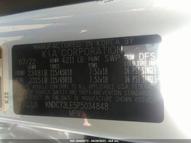 KNDCT3LE5P5034848 KIA Niro Sx Touring