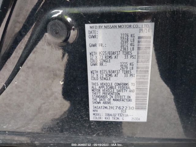 5N1AT2ML2FC762230 Nissan ROGUE SV