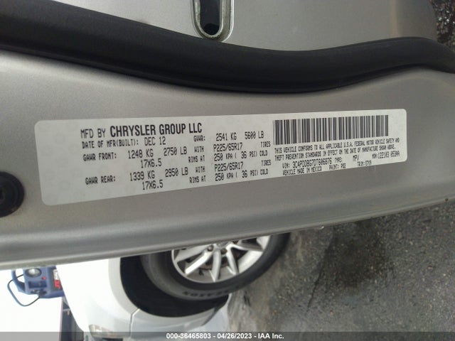 2013 DODGE JOURNEY SXT VIN: 3C4PDDBG7DT606876
