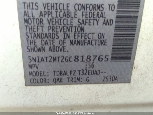 5N1AT2MT2GC818765 Nissan Rogue Sv/sl/s