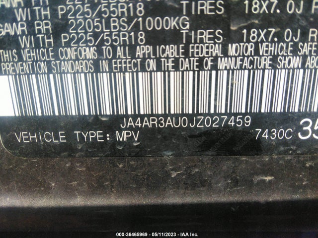 JA4AR3AU0JZ027459 Mitsubishi Outlander Sport 2.0