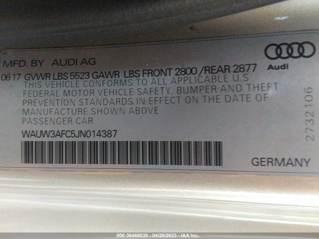 WAUW3AFC5JN014387 Audi A7 Premium Plus