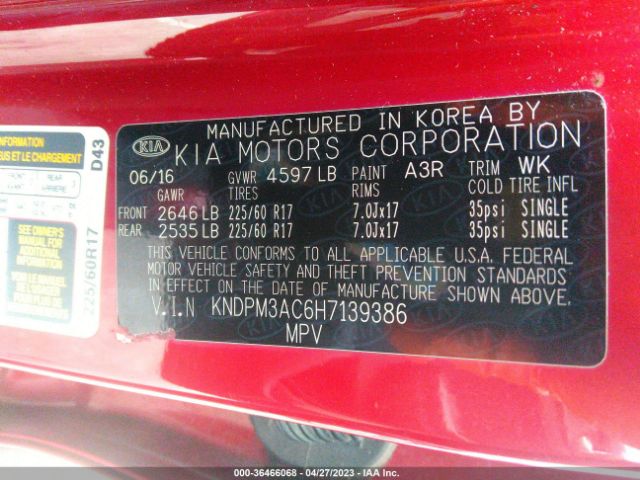 KNDPM3AC6H7139386 KIA Sportage Lx