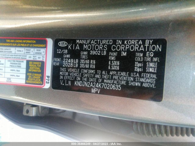 KNDJN2A24K7020635 KIA Soul Base