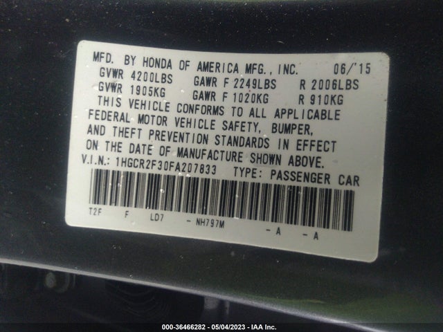 Honda Accord Sedan Lx 2015 1HGCR2F30FA207833 Image 10