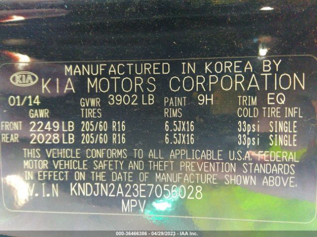 KNDJN2A23E7056028 KIA Soul Base