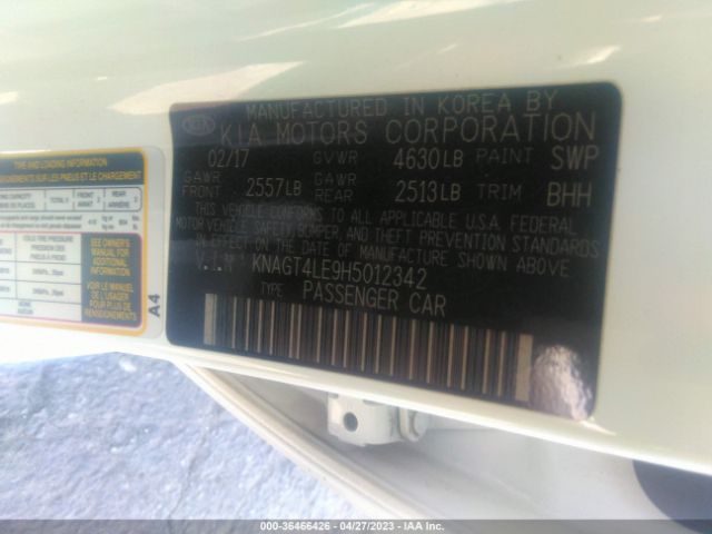 KNAGT4LE9H5012342 KIA Optima Hybrid Base