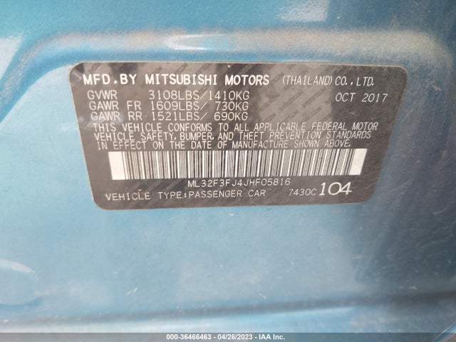 ML32F3FJ4JHF05816 Mitsubishi Mirage G4 Es