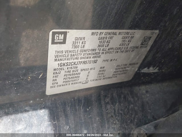 GMC YUKON DENALI 2015 1GKS2CKJ7FR570192 Image 9