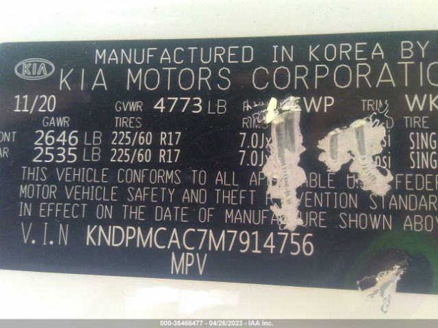 KNDPMCAC7M7914756 KIA Sportage Lx