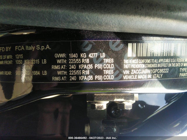 ZACCJABW1GPC86222 Jeep Renegade 75th Anniversary