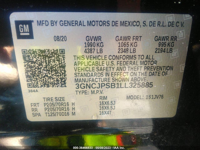 Chevrolet Trax Lt 2020 3GNCJPSB1LL325885 Image 9