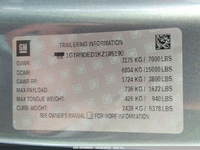 1GTR9DED1KZ185190 GMC Sierra 1500 Slt