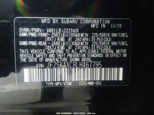 JF2SKAXC8LH467795 Subaru Forester Touring