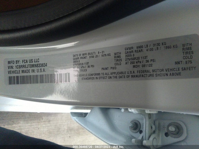 1C6RREJT0MN833834 RAM 1500 Laramie