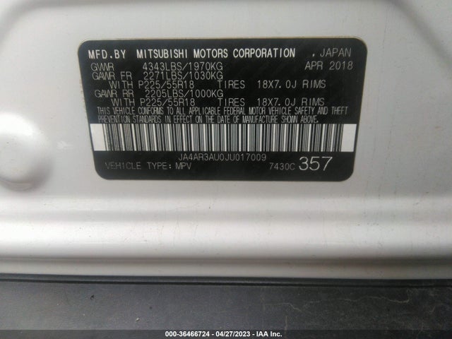 JA4AR3AU0JU017009 Mitsubishi Outlander Sport 2.0