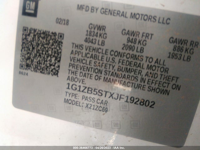Chevrolet MALIBU LS 2018 1G1ZB5STXJF192802 Image 10