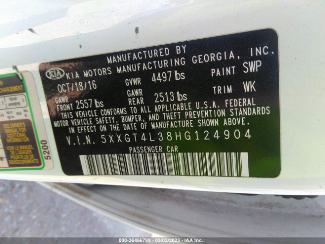 5XXGT4L38HG124904 KIA Optima Lx