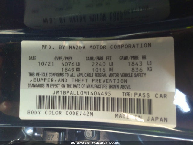 2021 MAZDA MAZDA3 HATCHBACK PREFERRED VIN: JM1BPALL0M1404495