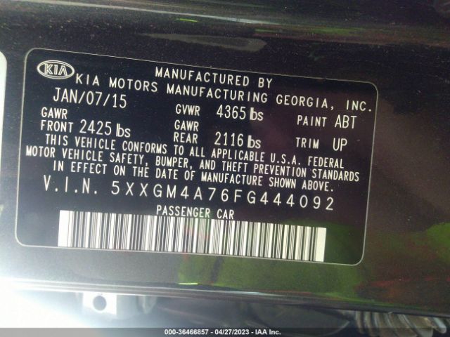 5XXGM4A76FG444092 KIA Optima Lx