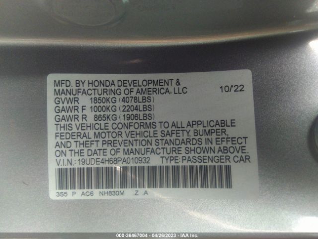 19UDE4H68PA010932 Acura Integra W/a-spec Tech Package