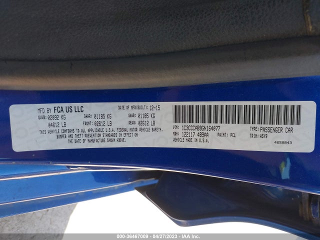 Chrysler 200 Limited 2016 1C3CCCAB9GN164077 Image 10