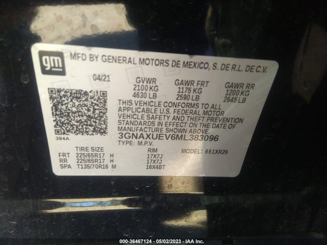 Chevrolet EQUINOX LT 2021 3GNAXUEV6ML383096 Image 9