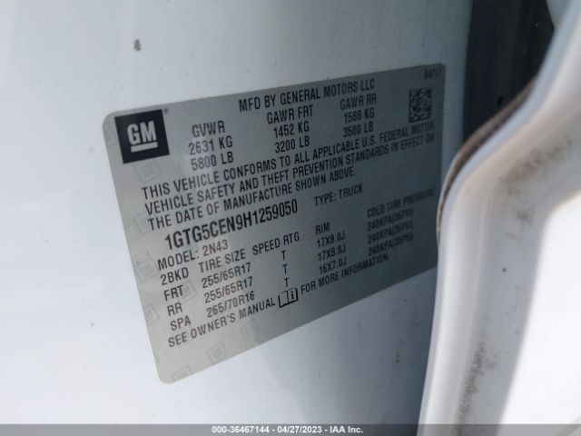 1GTG5CEN9H1259050 GMC Canyon 2wd Sle