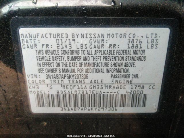 3N1AB7AP6KY297306 Nissan SENTRA SR