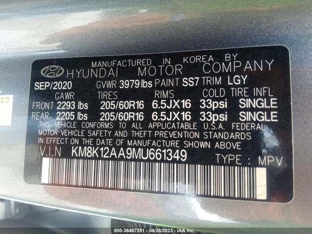 Hyundai Kona Se 2021 KM8K12AA9MU661349 Image 9