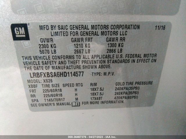LRBFXBSA6HD114577 Buick Envision Essence