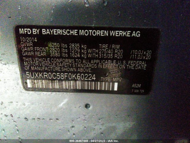 5UXKR0C58F0K60224 BMW X5 Xdrive35i