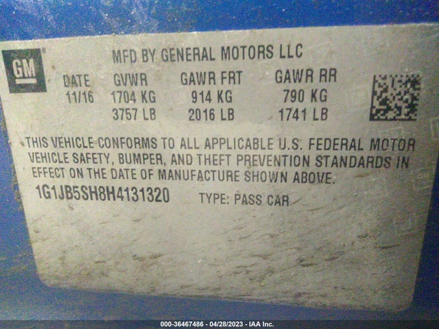 Chevrolet SONIC LS 2017 1G1JB5SH8H4131320 Image 9