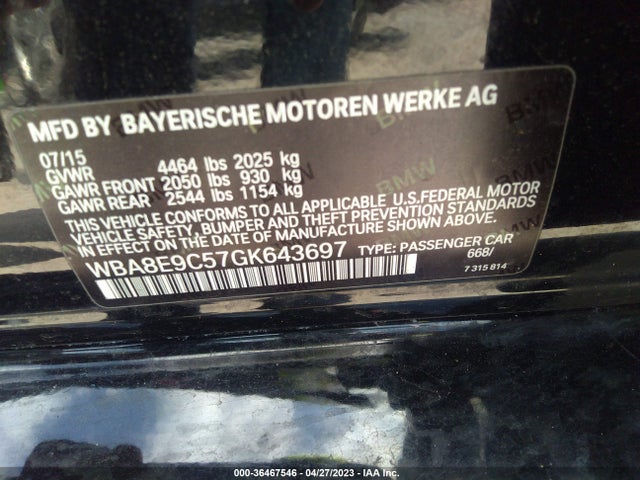 BMW 328I 2016 WBA8E9C57GK643697 Image 9